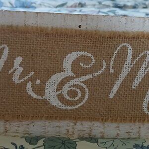 Mr. & Mrs. Wedding Sign - has back like a photo frame so stands up.